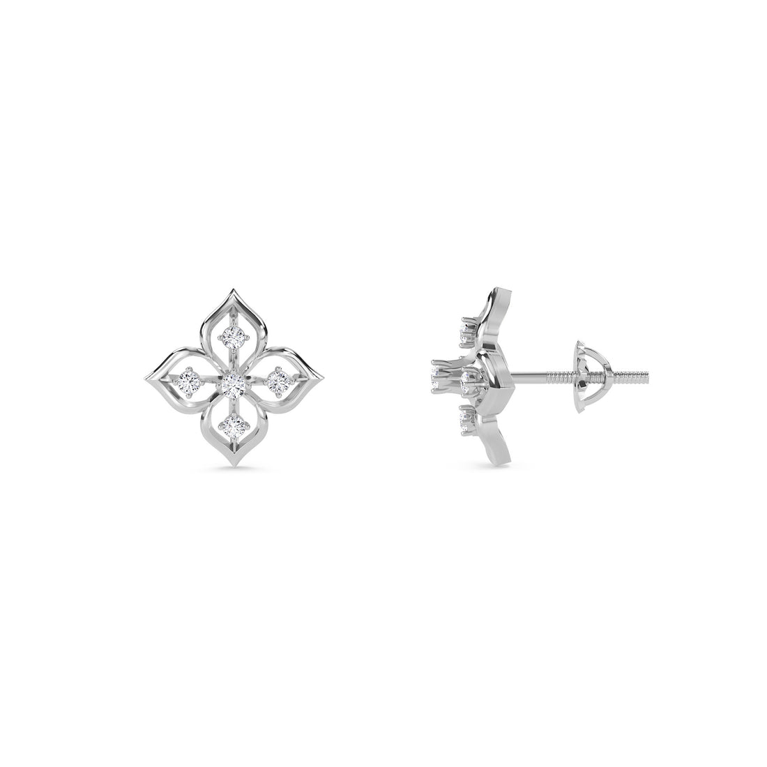 Elegant Leaf Style Tiny Studs Earrings (Silver)