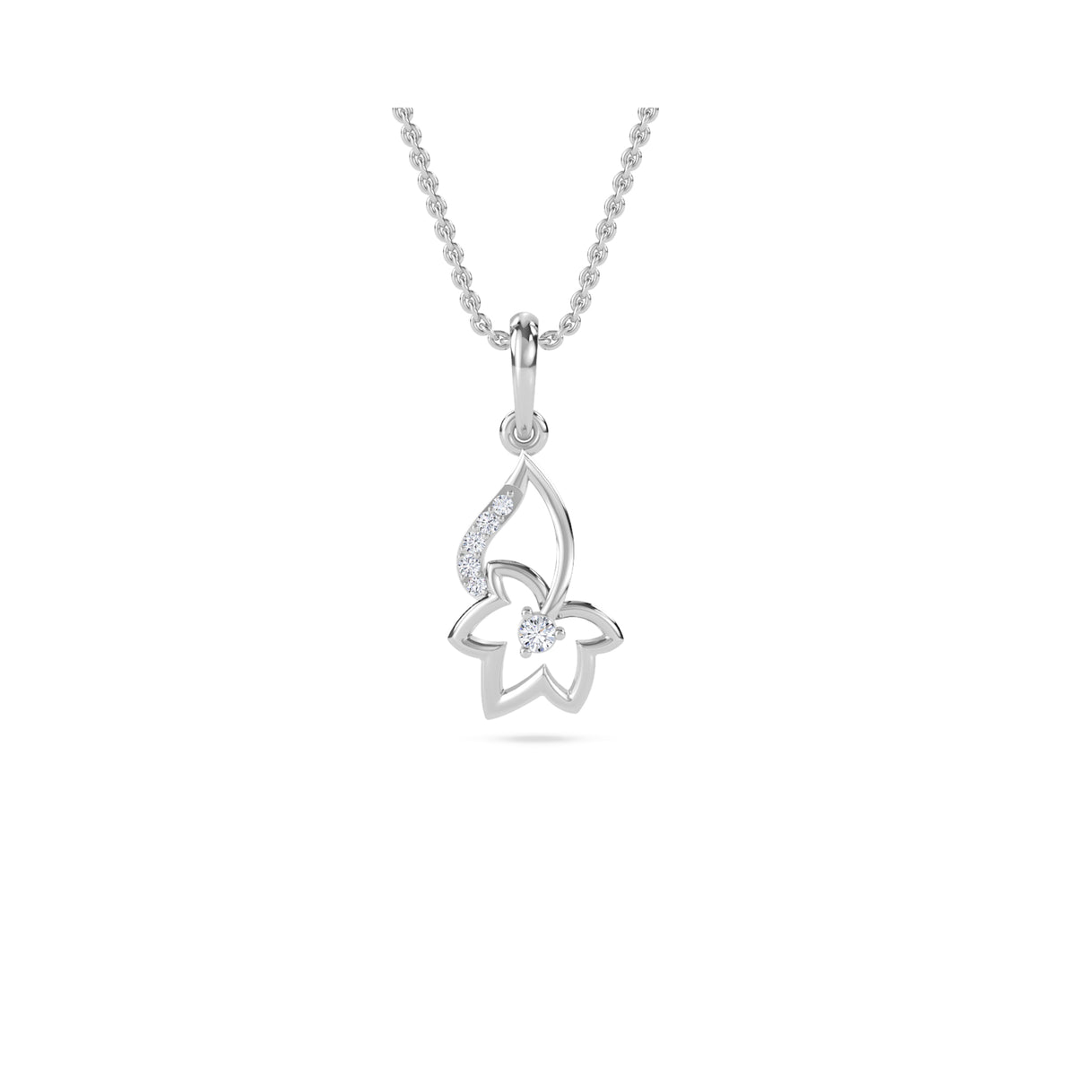 Art Deco Tiny Designer Diamond Pendant (Silver)