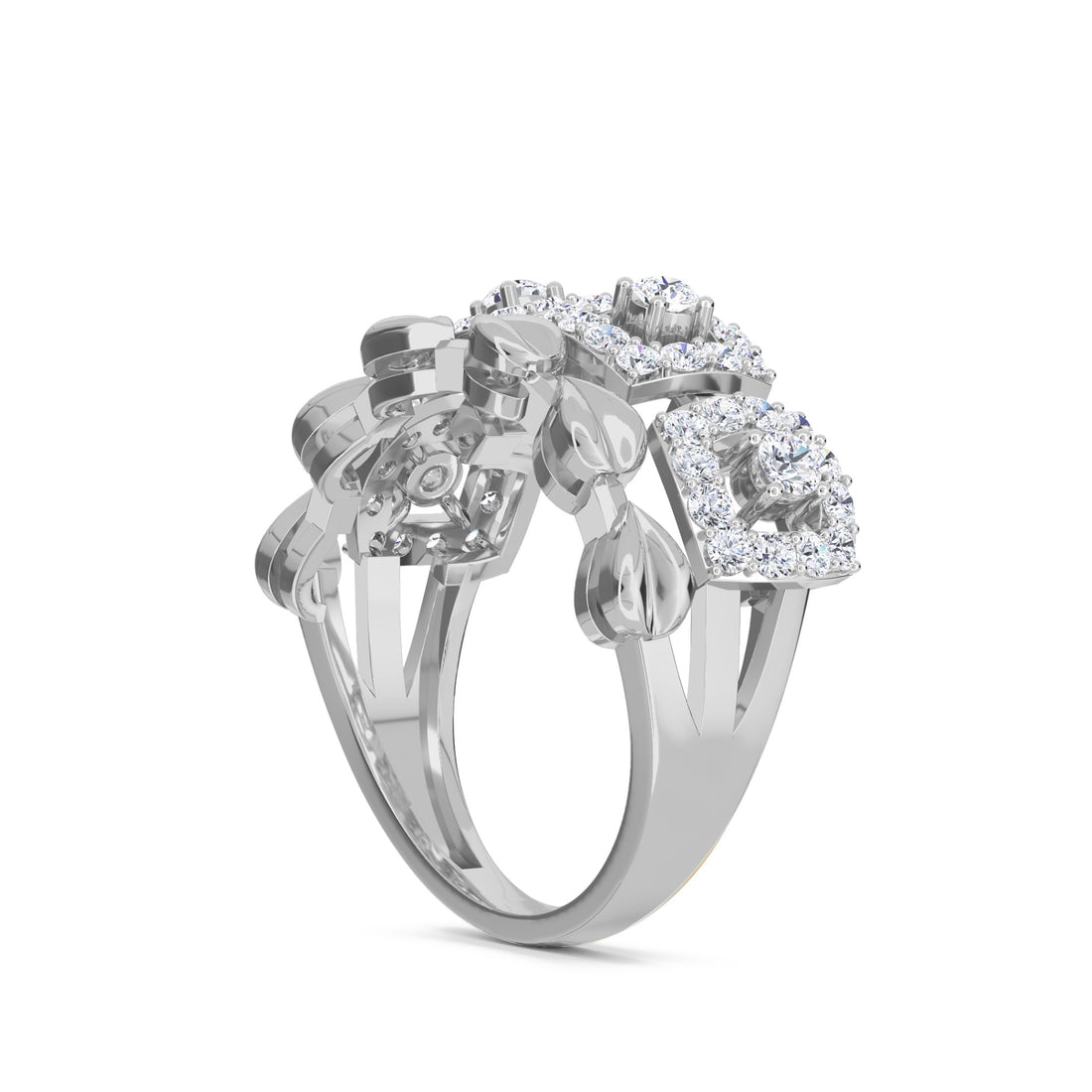 Attractive Lab Grown Diamond Two Row Ring (Silver)