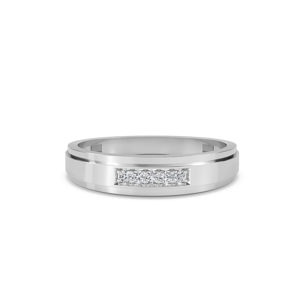 Elegant Round Diamond Mens Ring (Silver)
