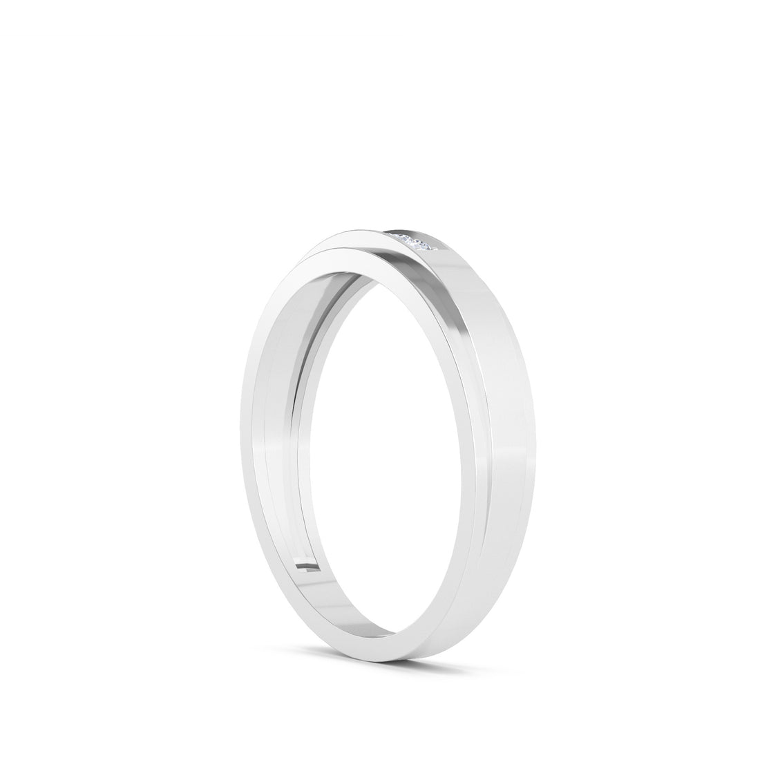 Elegant Round Diamond Mens Ring (Silver)