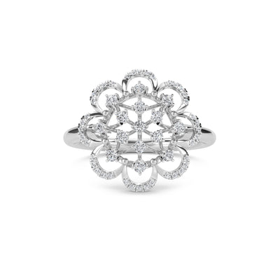 Exquisite Vintage Lab Grown Diamond Flower Ring (Silver)