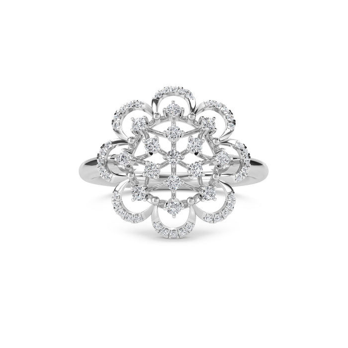 Exquisite Vintage Lab Grown Diamond Flower Ring (Silver)