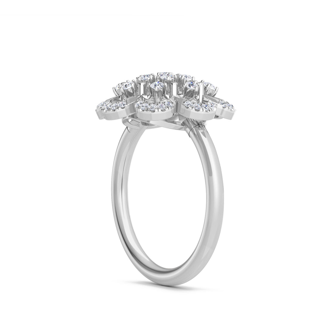Exquisite Vintage Lab Grown Diamond Flower Ring (Silver)