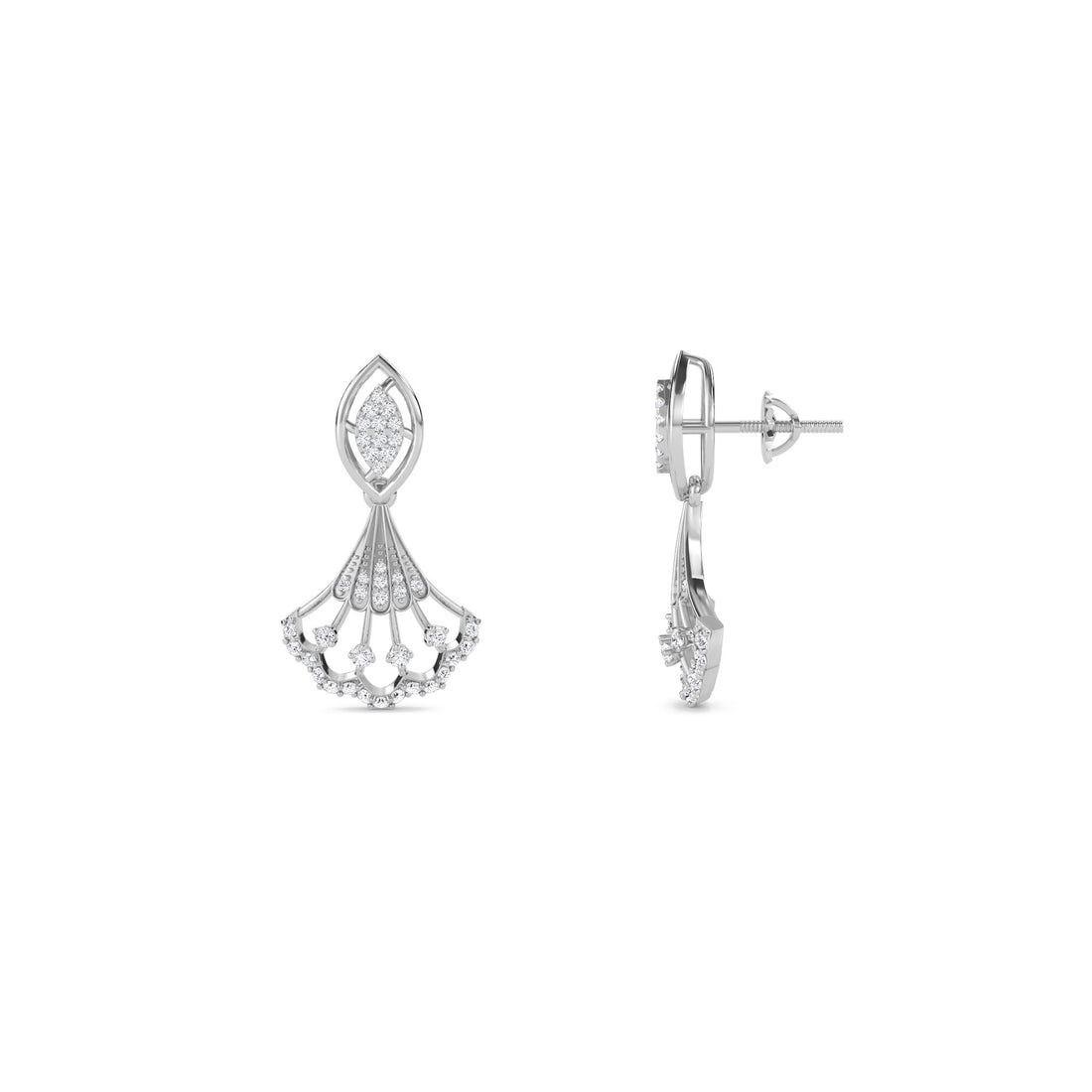 Gleaming Diamond Cluster Dangle Drop Earrings (Silver)