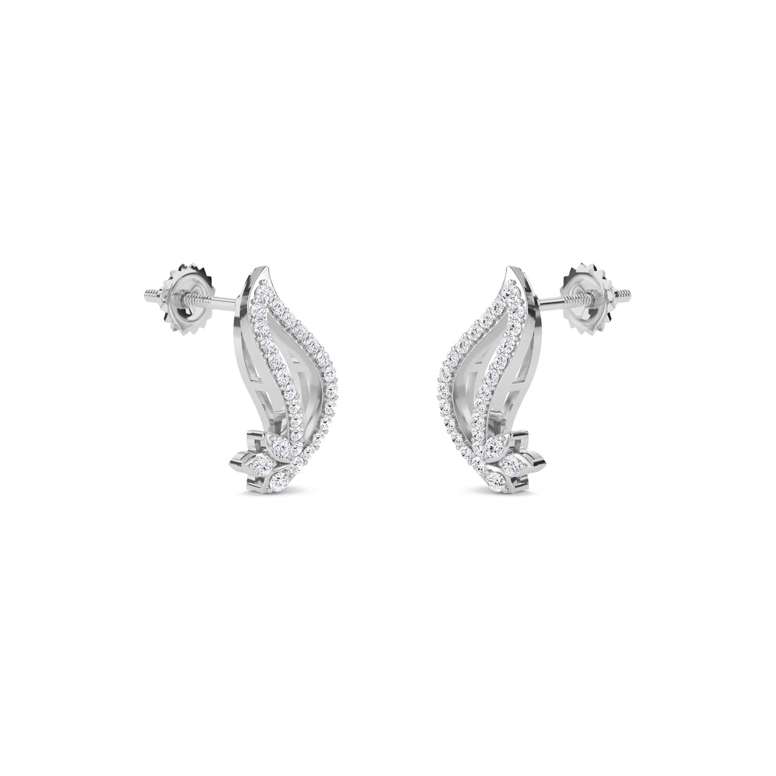 Luxury Carmen Round Diamond Studs Earrings (Silver)
