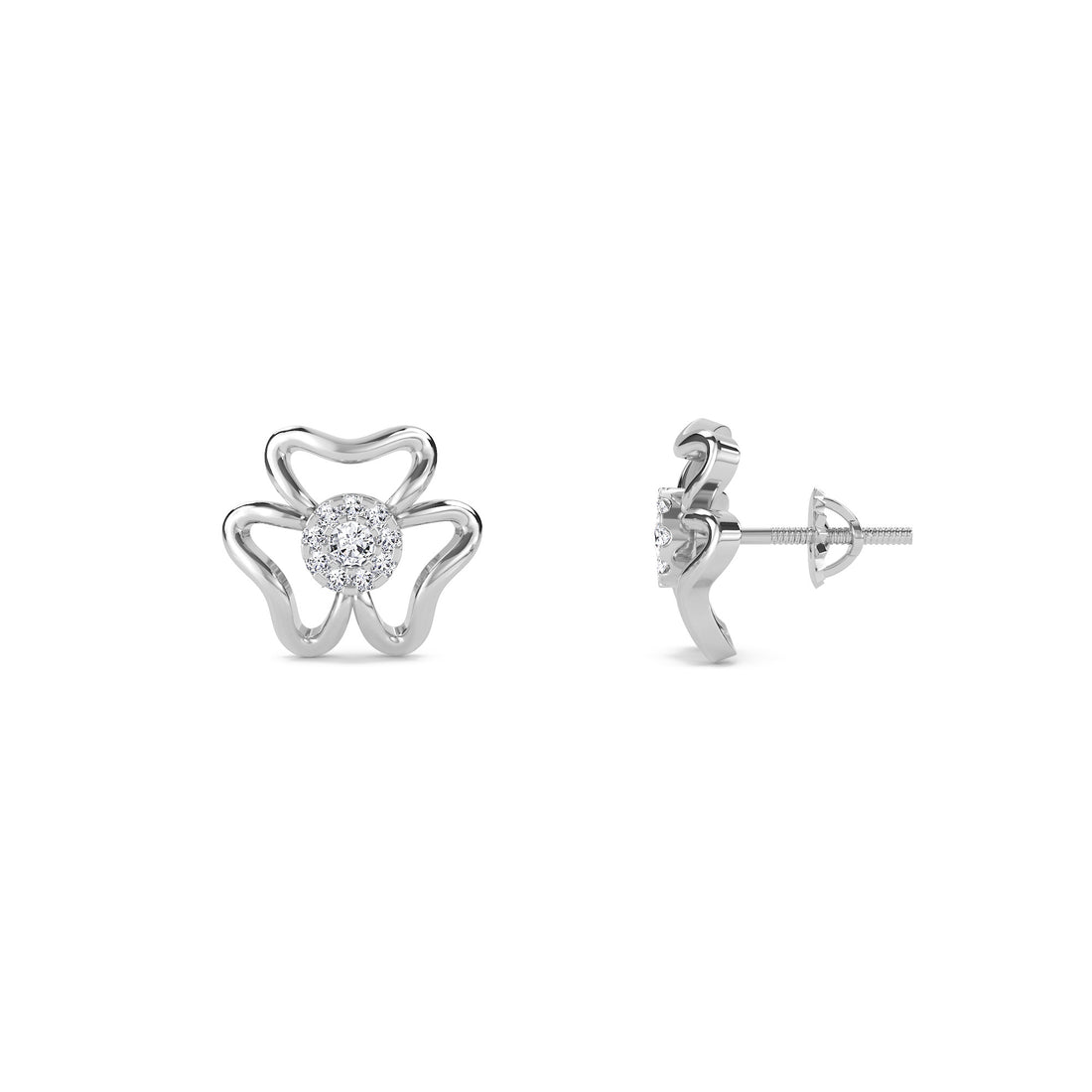 Latest Diamond Flower Style Studs (Silver)