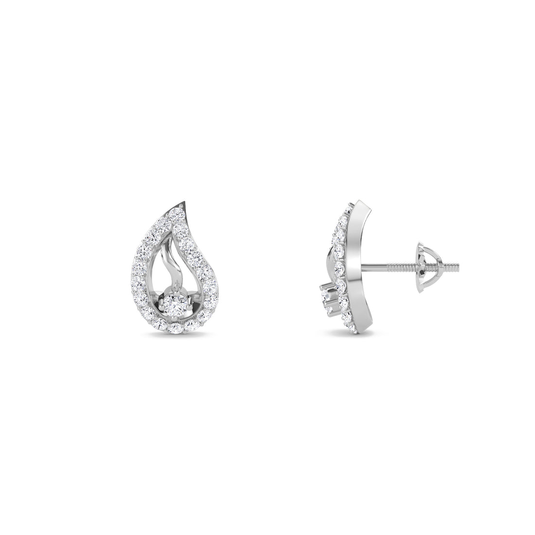 Fancy Leaf Style Diamond Studs (Silver)