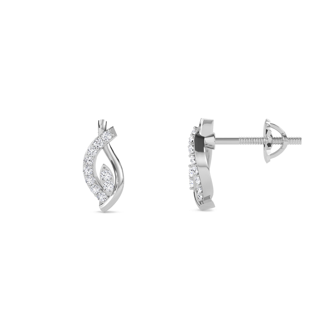 Artistic Round Diamond Stud Earrings (Silver)