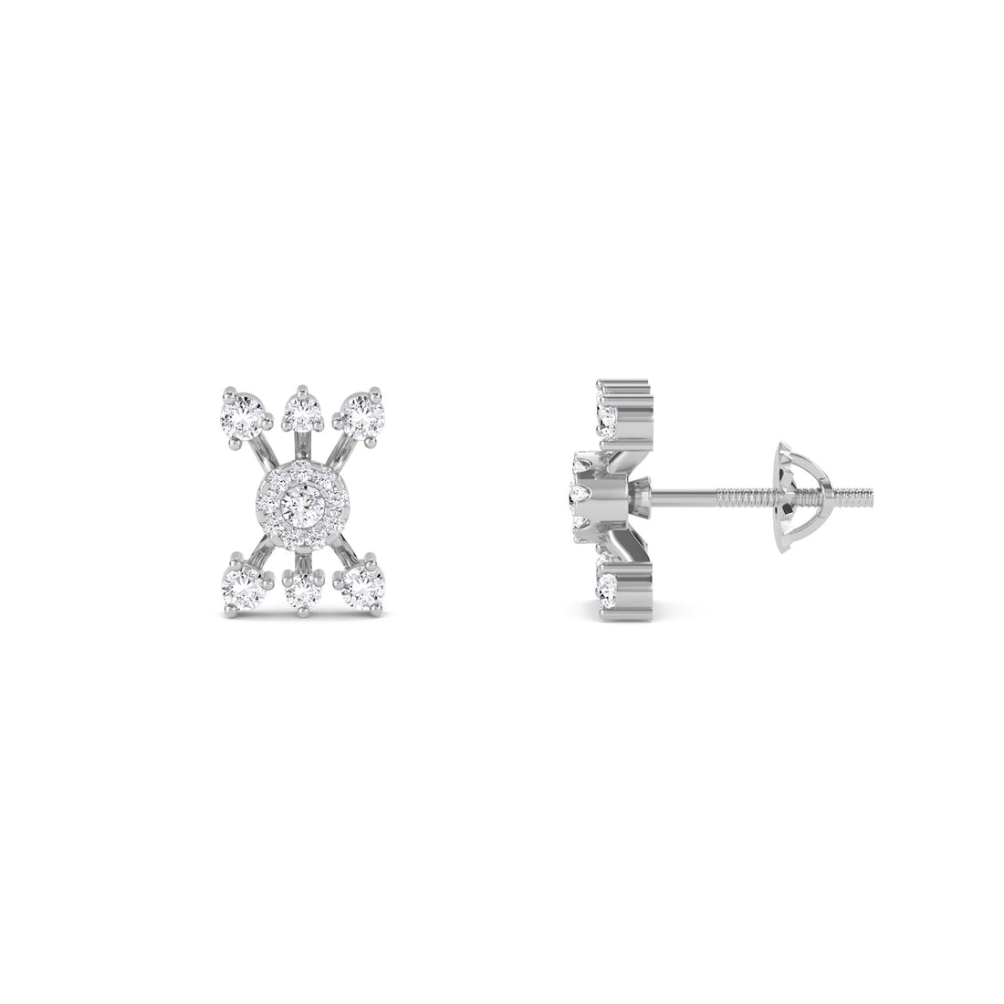 Unique Diamond Girls Studs Earrings (Silver)
