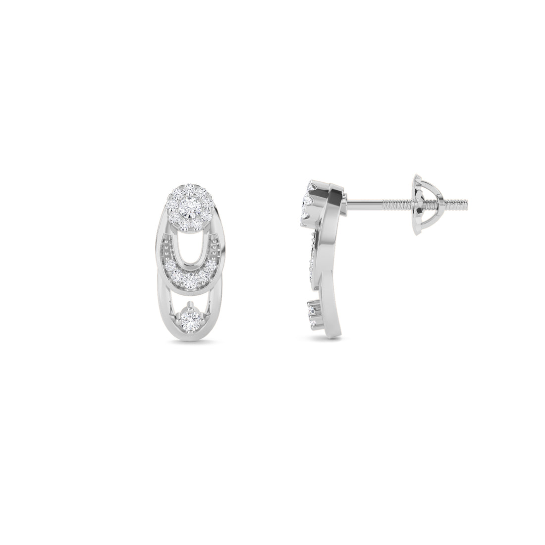 Modern Lab Grown Diamond Earrings (Silver)