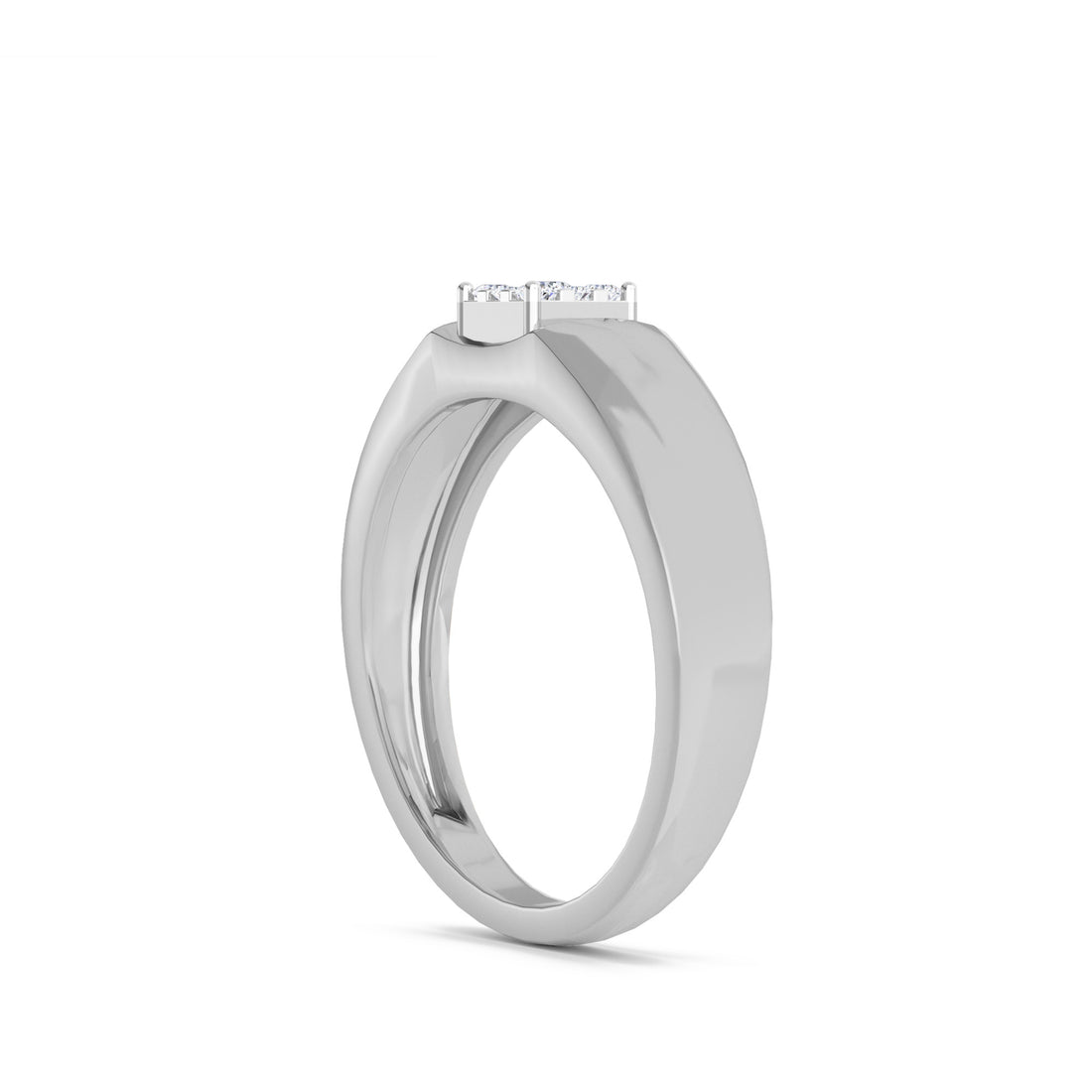 Diamond Cluster Solitaire Mens Ring (Silver)