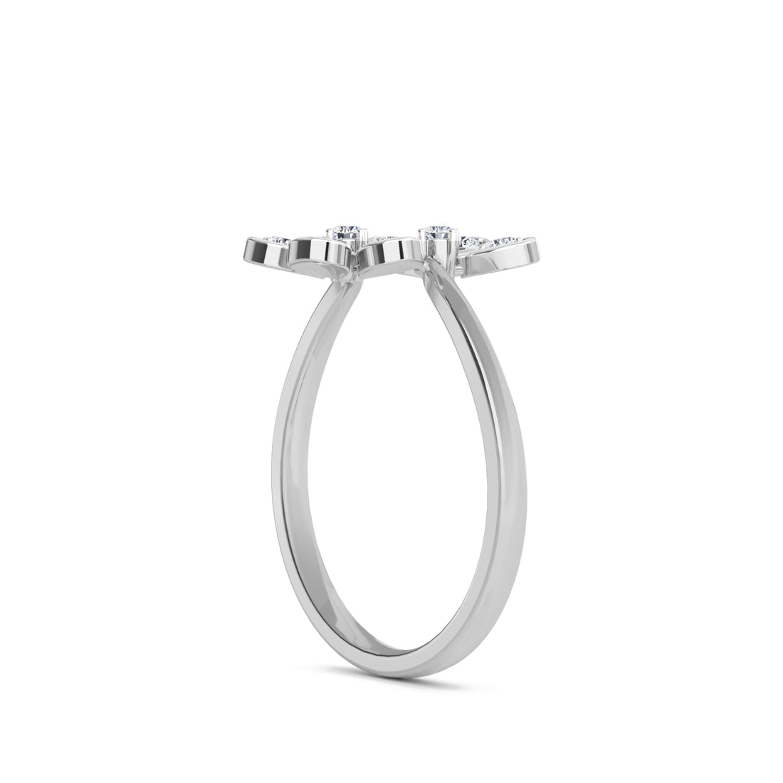 Groovy Diamond Stackable Open Wedding Band (Silver)
