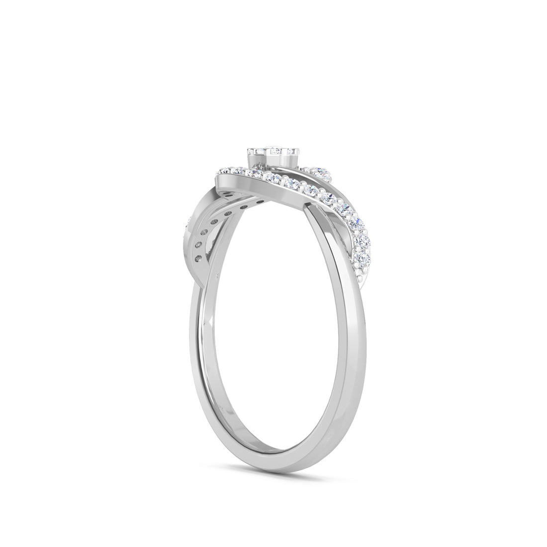 Unique Diamond Rose Gold Swirl Two Tone Ring (Silver)