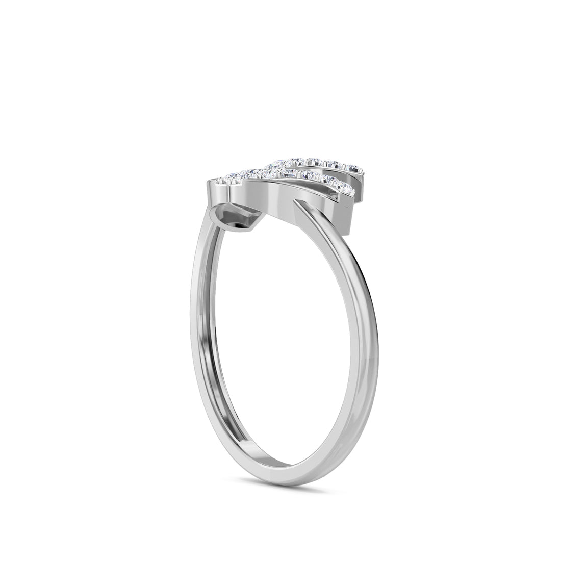 Fashionable Leaf Style Diamond & Silver Ring (Silver)