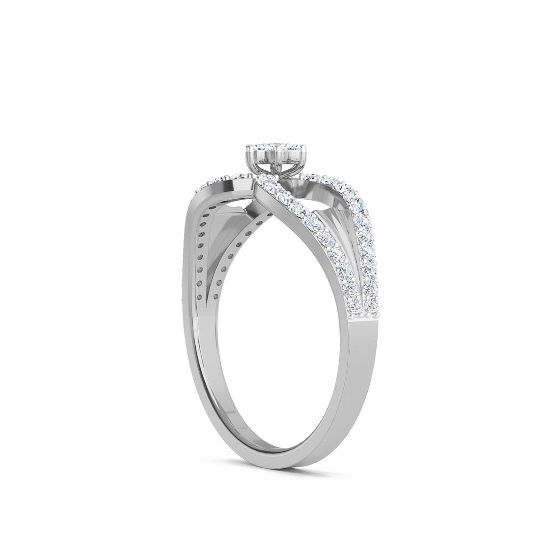 Infinity Shape Round Lab Grown Diamond Ring (Silver)