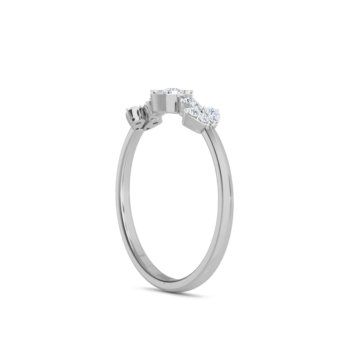 Casual Floret Lab Grown Diamond Dainty Ring (Silver)