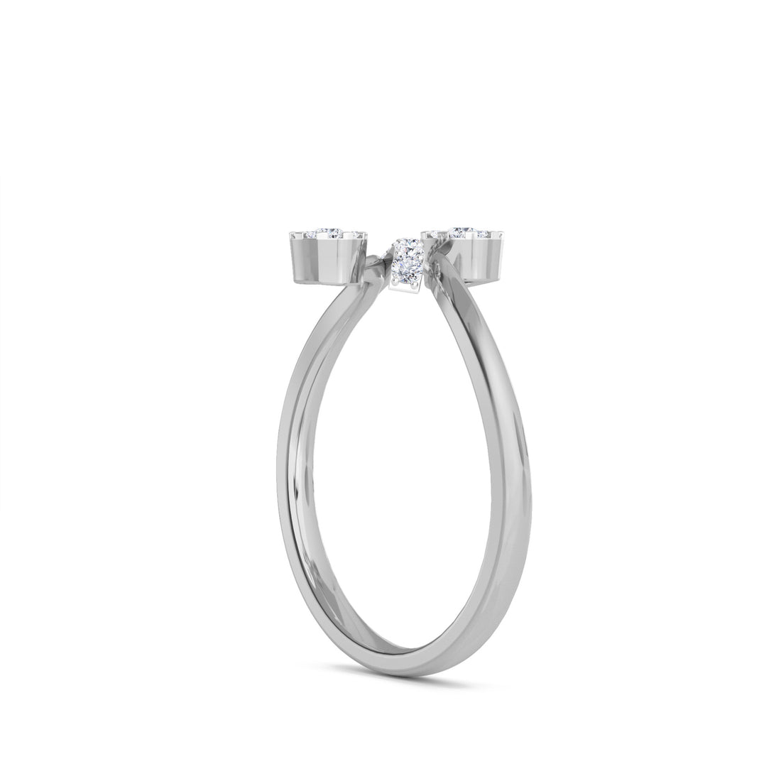 Fancy By Pass Setting Diamond Ring (Silver)