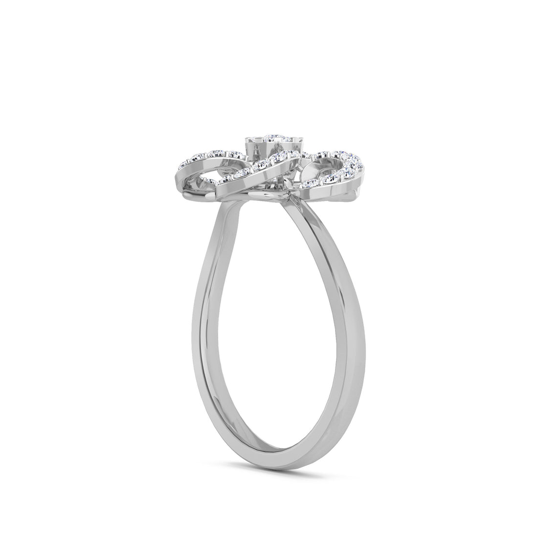 Open Flower Style Lab Grown Diamond Ring (Silver)