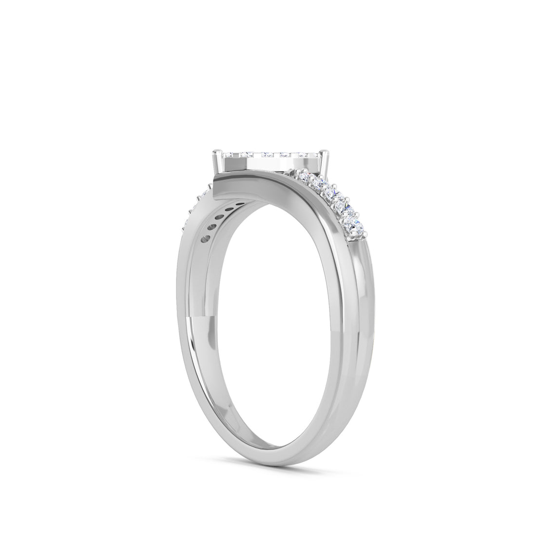 Marquise Shape Diamond Cluster East West Ring (Silver)