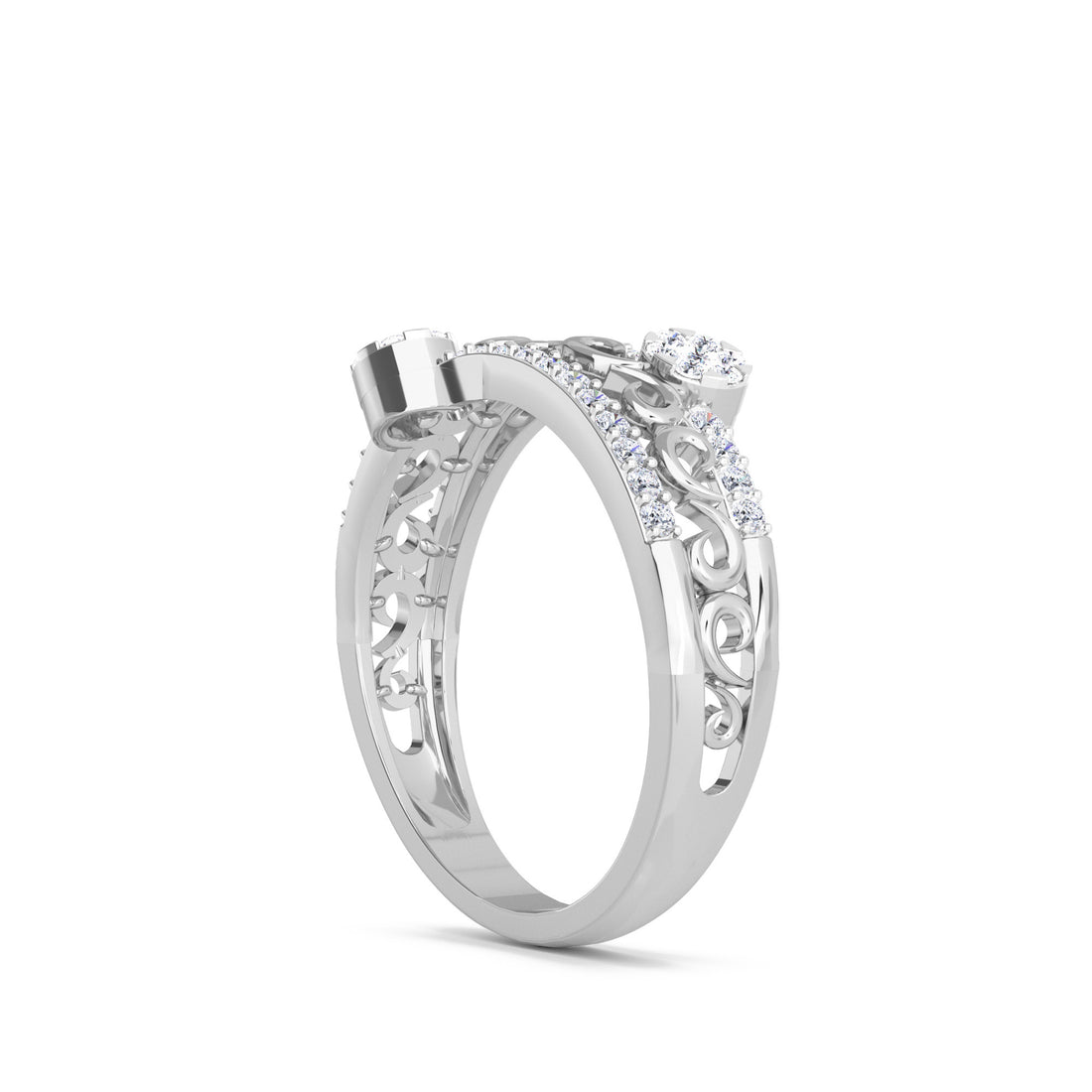 Lab Grown Diamond Art Deco Rose Gold Ring (Silver)