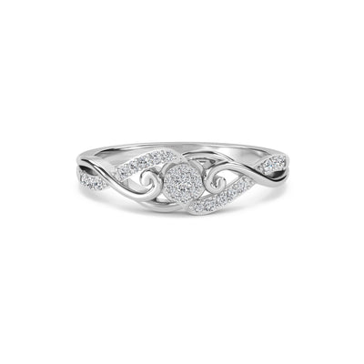 Luxurious Lab Grown Diamond Twisted Ring in white gold, top-down view - lab grown diamond ring from Everlight Jewels