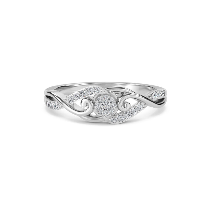Luxurious Lab Grown Diamond Twisted Ring in white gold, top-down view - lab grown diamond ring from Everlight Jewels