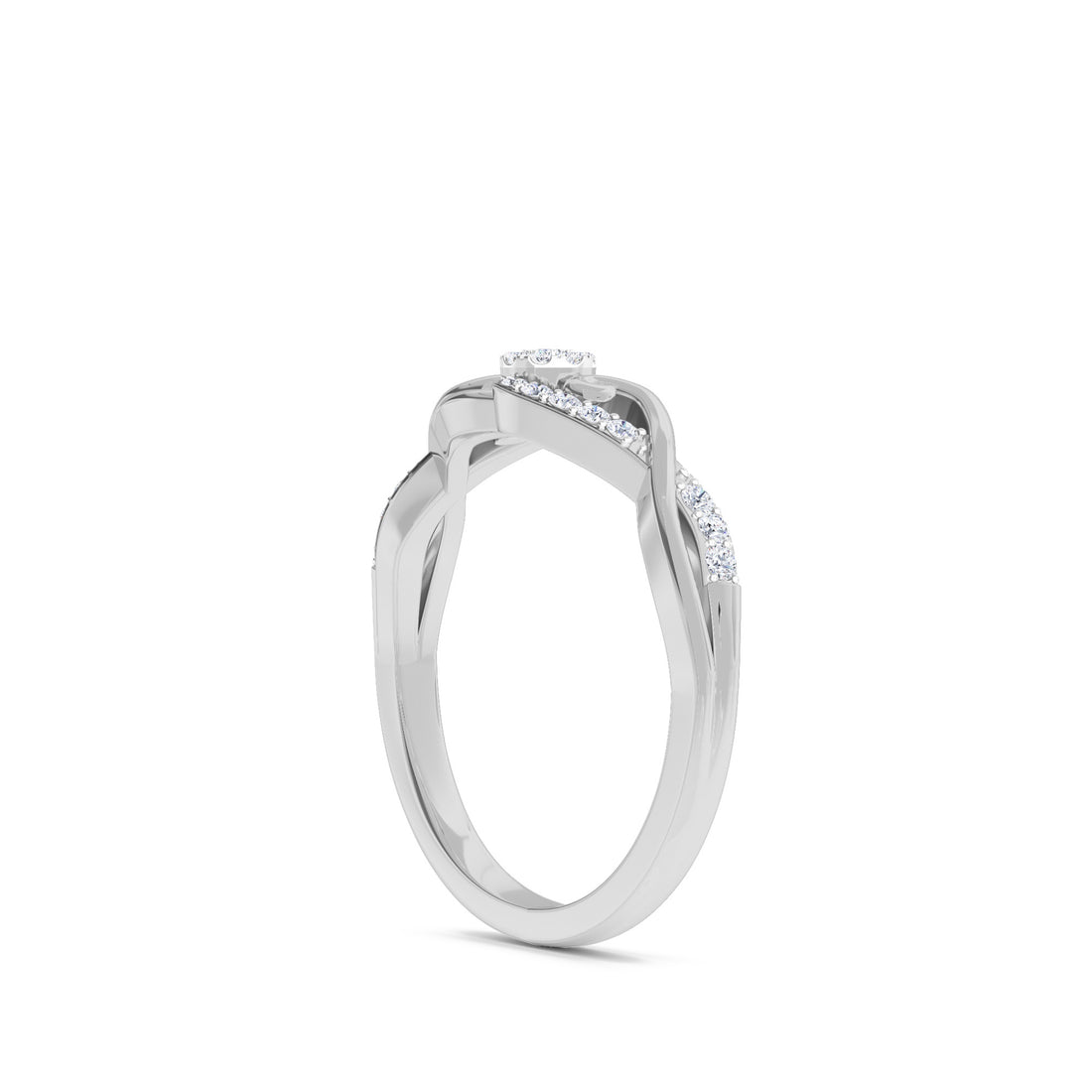 Luxurious Lab Grown Diamond Twisted Ring in white gold, side view - lab grown diamond ring from Everlight Jewels
