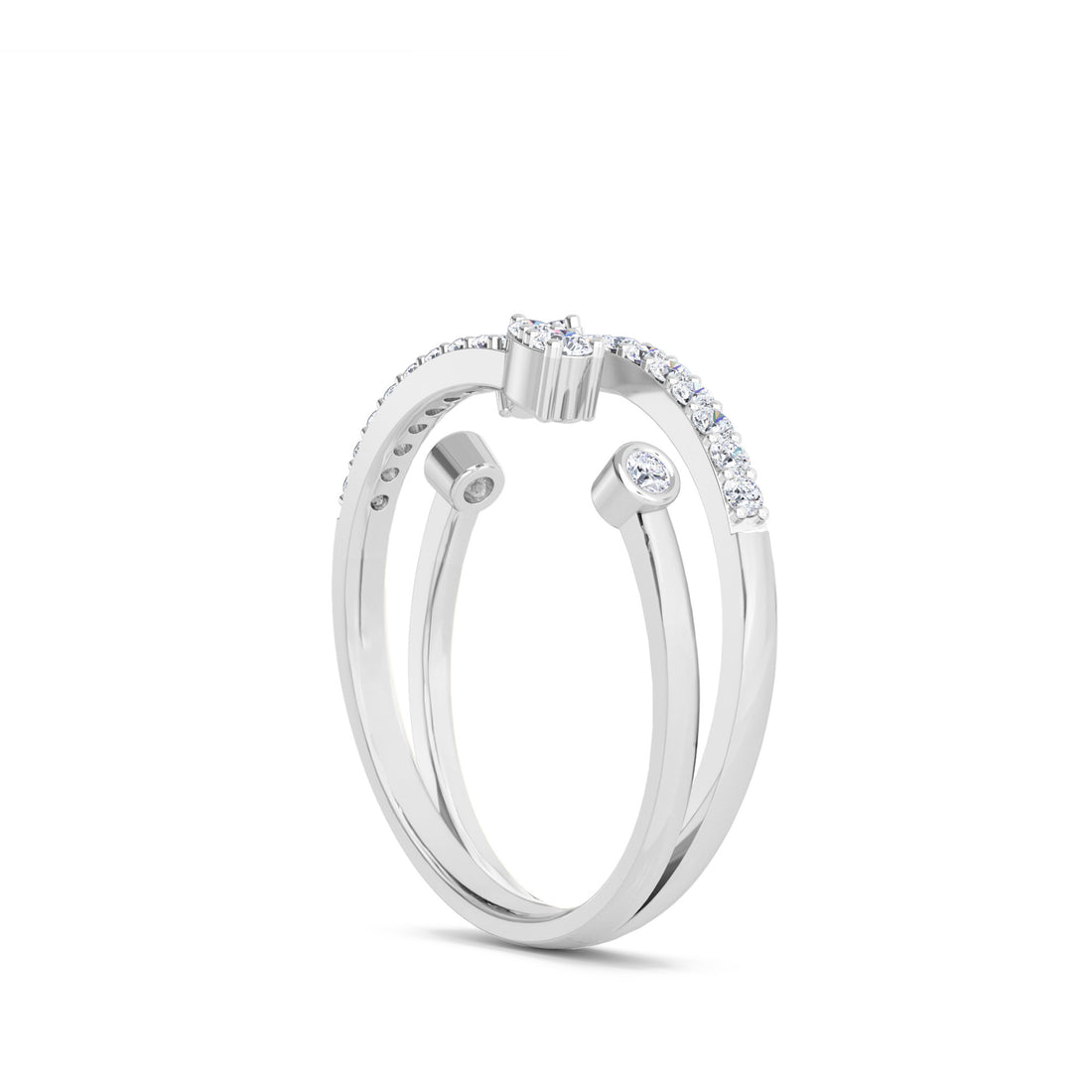 Delicate Double Diamond Open Band (Silver)