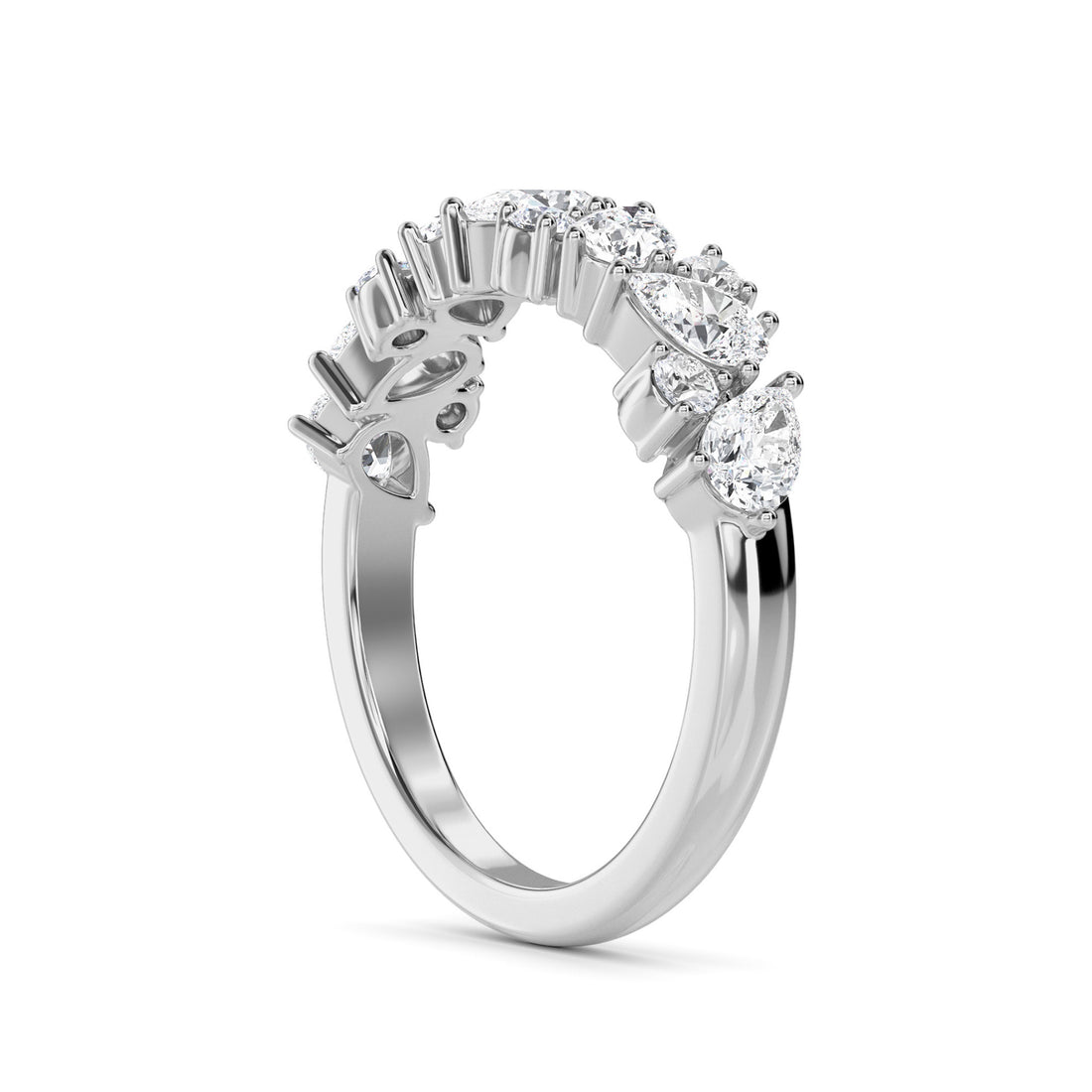 Dazzle Round & Pear Diamond Wedding Band (Silver)