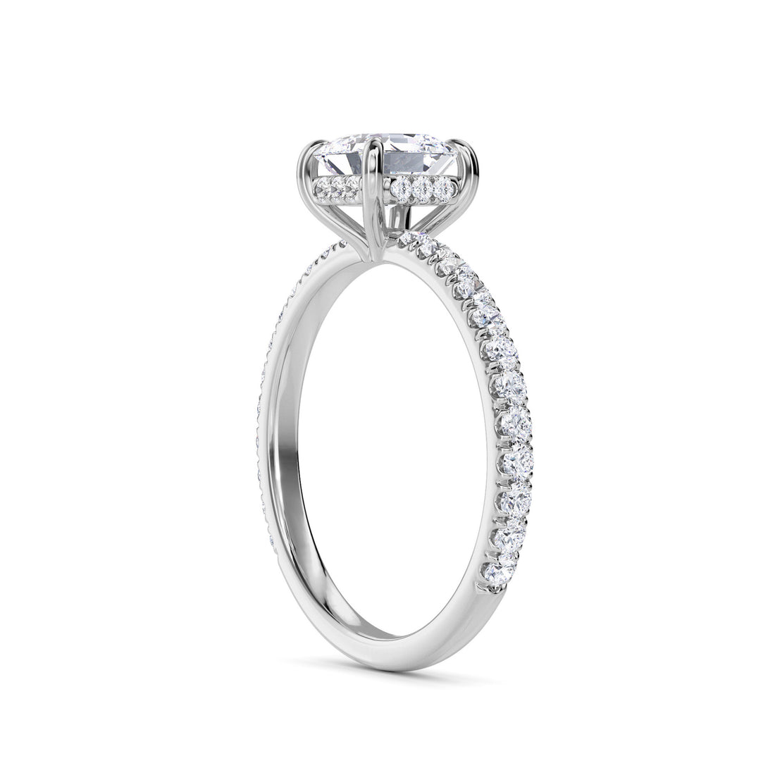 Sparkle Asscher Cut Hidden Halo Bridal Ring (Silver)