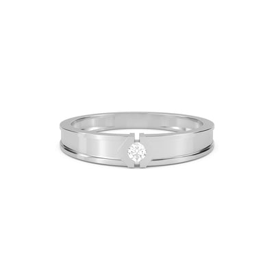 Lab Grown Diamond Solitaire Ring for Men in Silver – Modern Minimal Design (Silver)