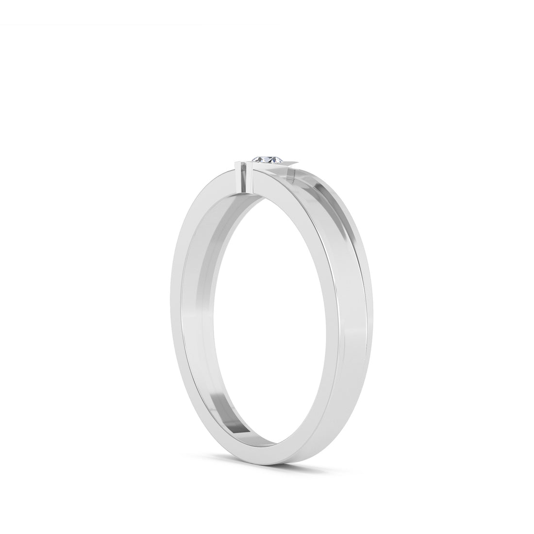 Lab Grown Diamond Solitaire Ring for Men in Gold – Modern Minimal Design (Silver)