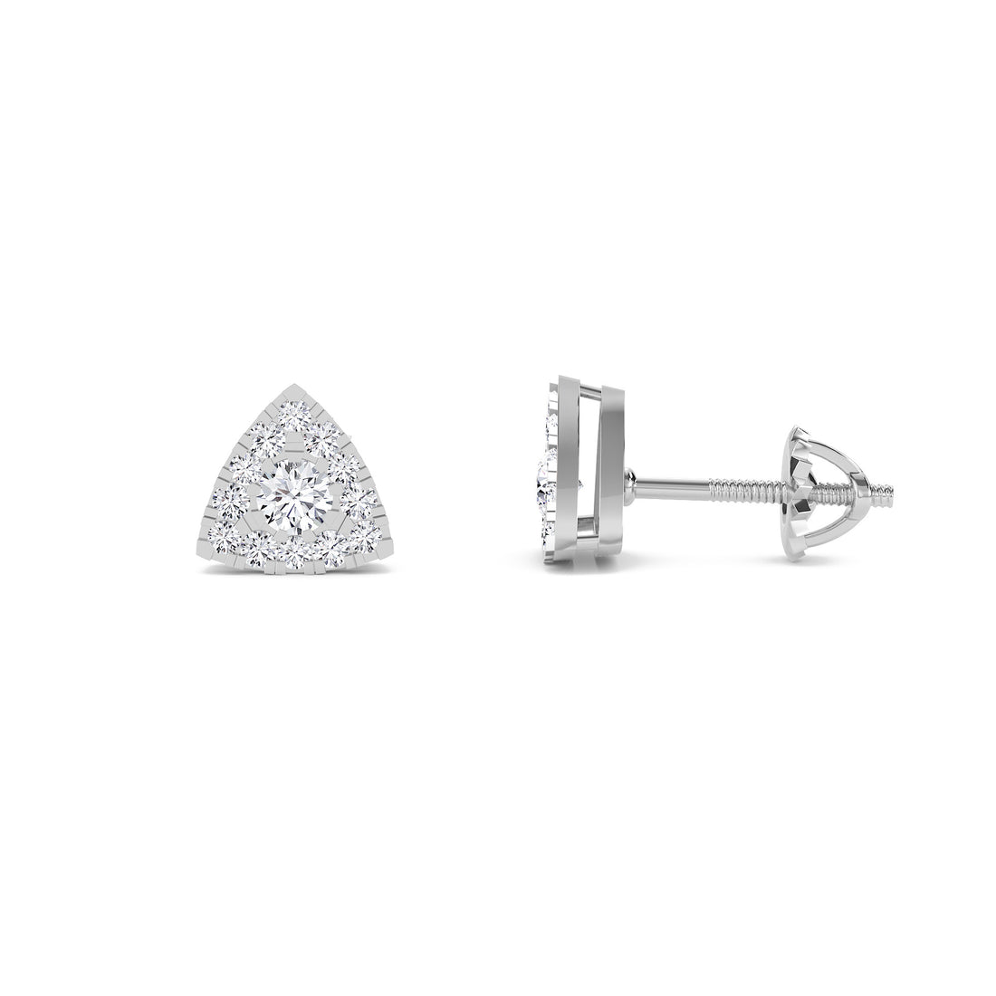 Trillion Shaped Diamond Tiny Studs (Silver)