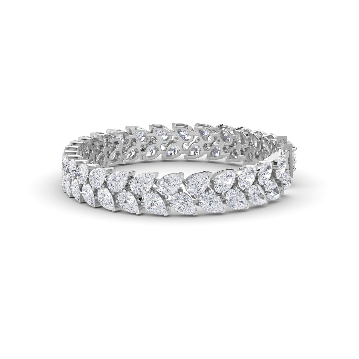 Antique Pear Shaped Double Row Diamond Bracelet (Silver)