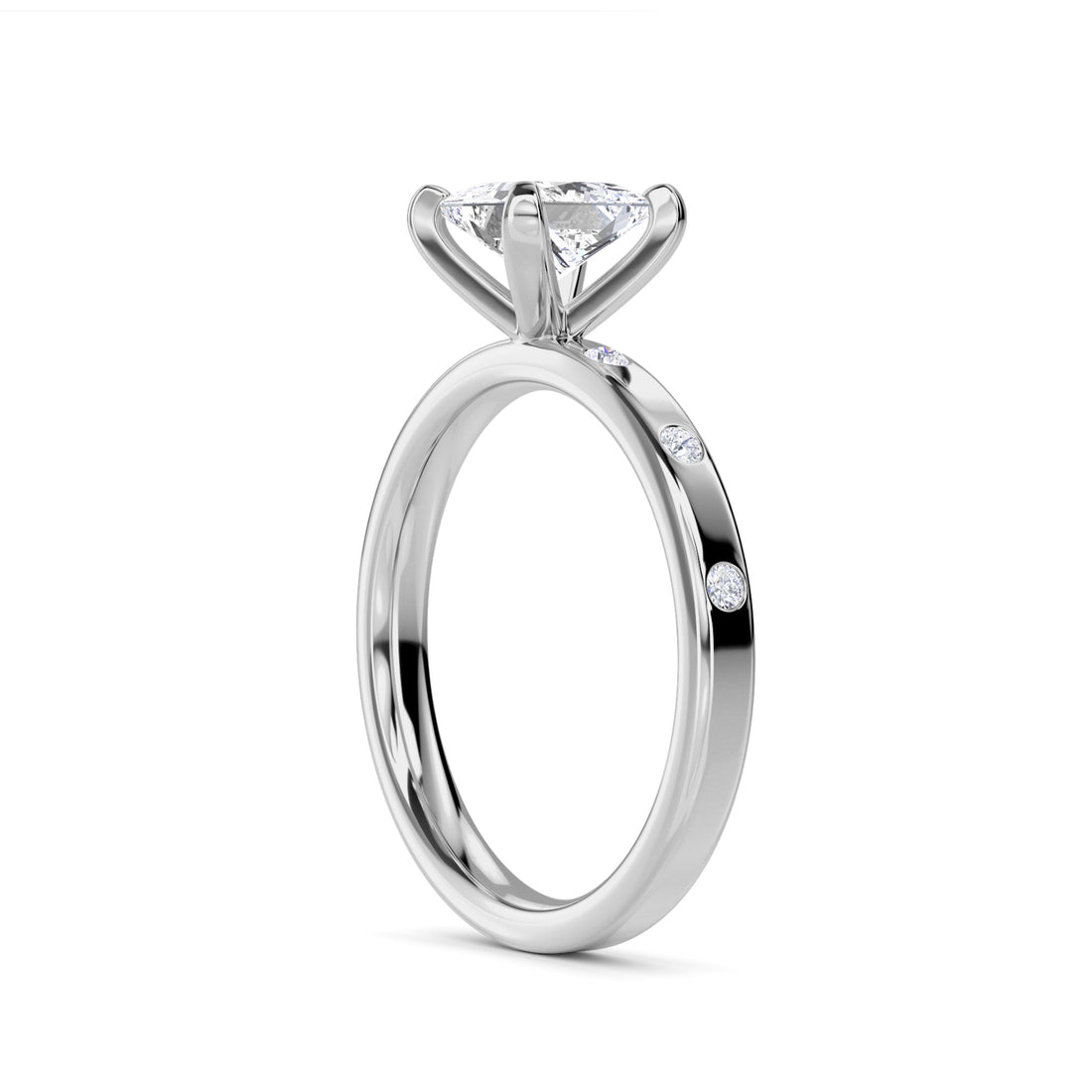 Charming Four Prong Princess Lab Grown Diamond Ring (Silver)