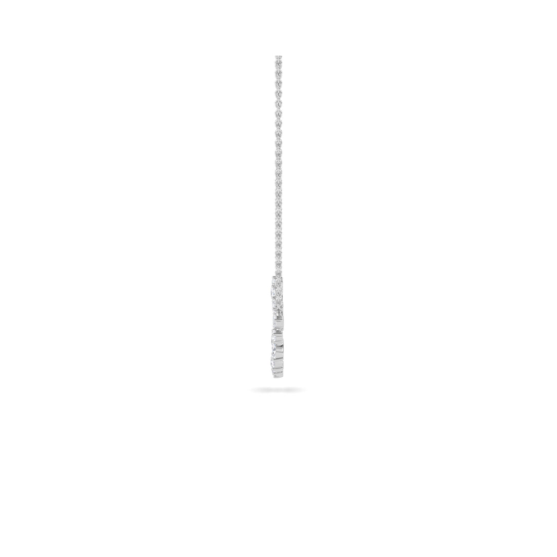 14K Rose Gold Mixed Diamond Circle Pendant in white gold, side view - lab grown diamond pendant from Everlight Jewels