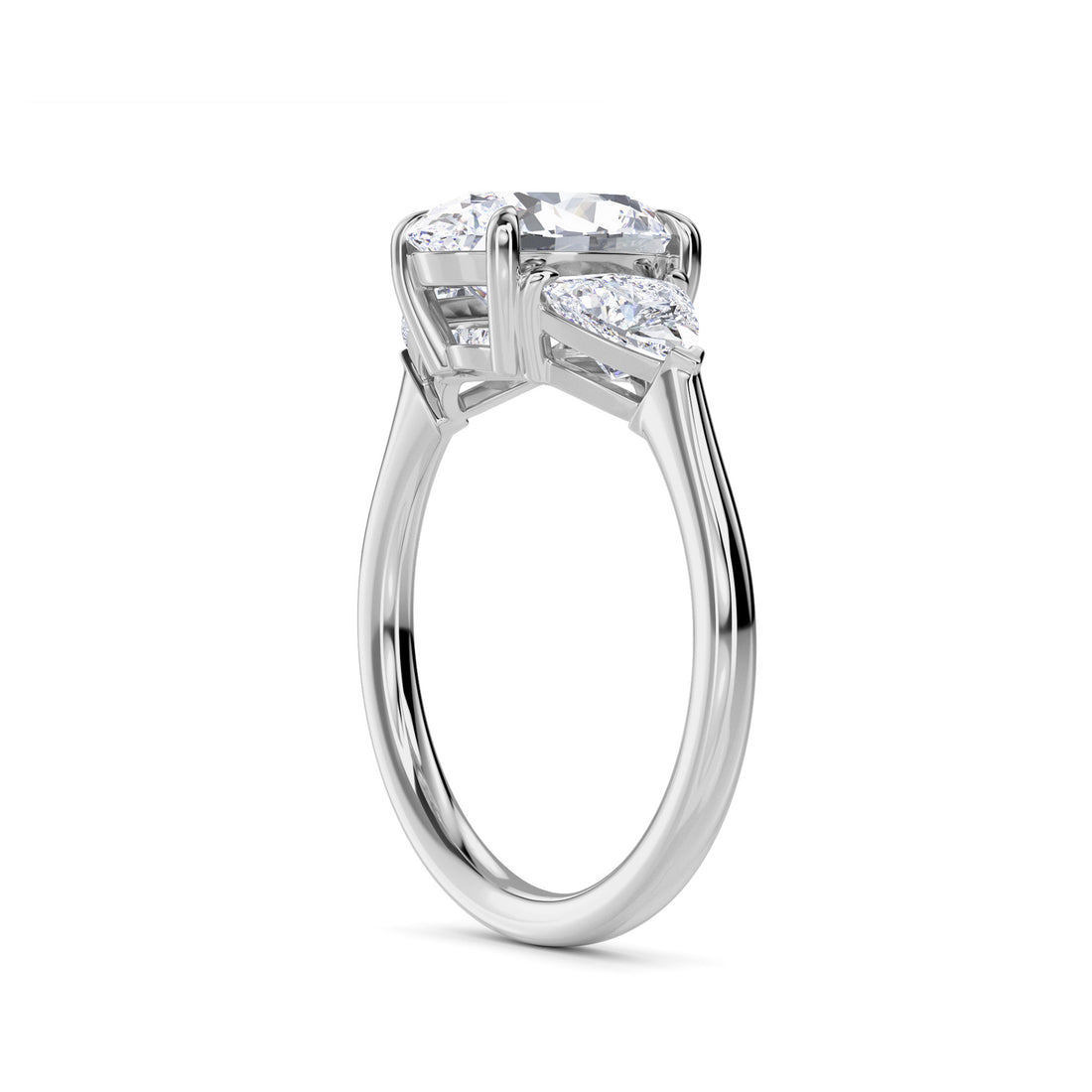 Elegant Three Stone Daily Wear Lab Grown Diamond Ring (Silver)