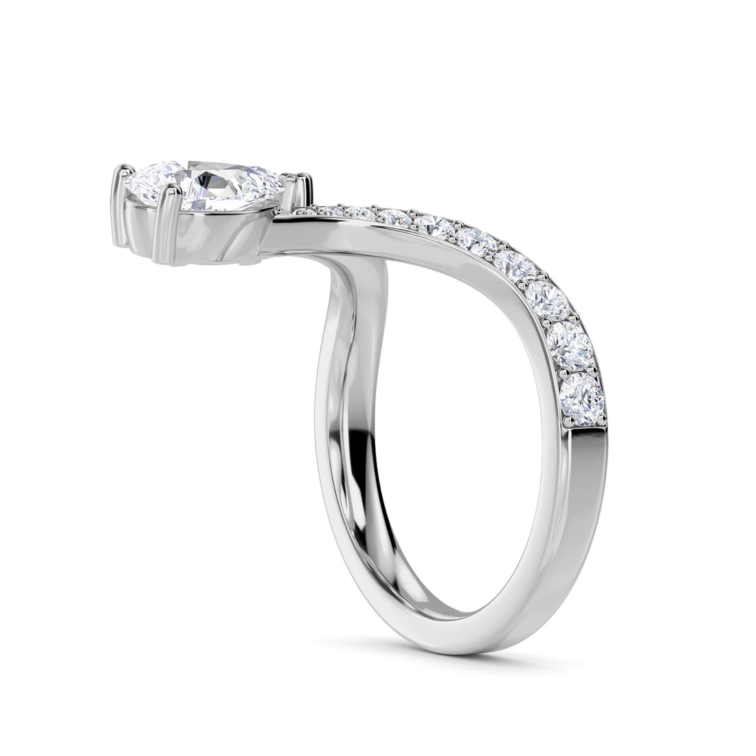 Minimalist Lab Grown Diamond Open Wedding Band (Silver)