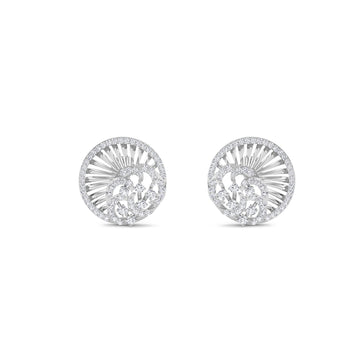 Charming Diamond Cluster Swirl Studs Earrings