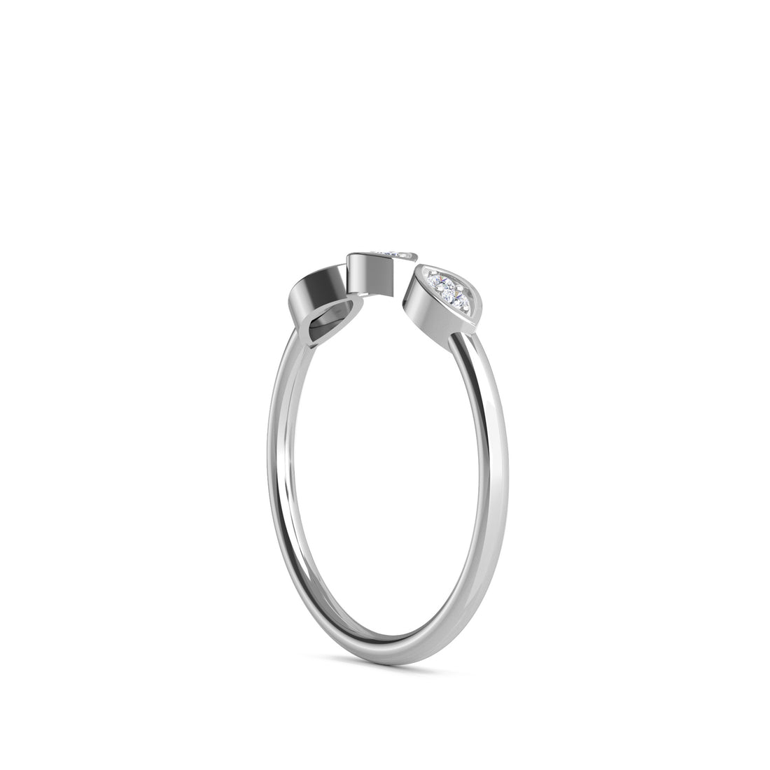 Minimalist Marquise Shape Three Stone Diamond Ring (Silver)