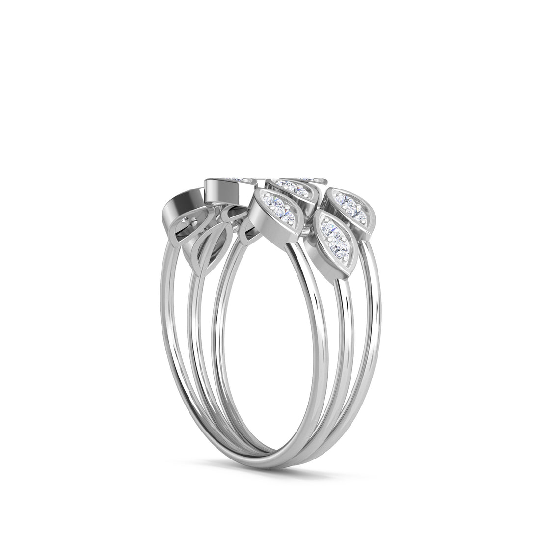 Vintage Style Tri Row Diamond Cluster Ring (Silver)