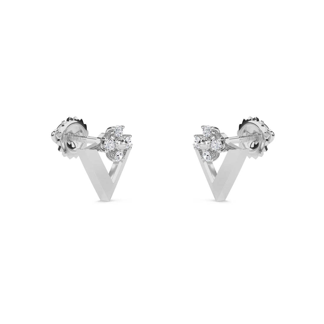 Classy Triangles Diamond Stud Earrings (Silver)