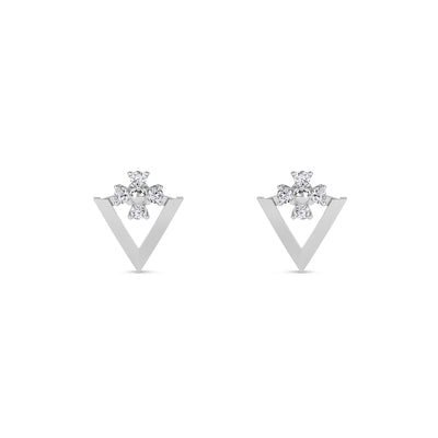 Classy Triangles Diamond Stud Earrings (Silver)