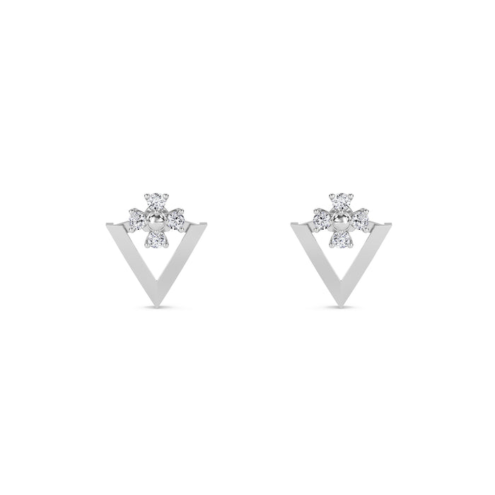 Classy Triangles Diamond Stud Earrings (Silver)