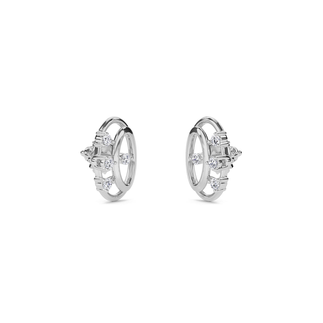 Oval Shaped Diamond Studs Earrings (Silver)