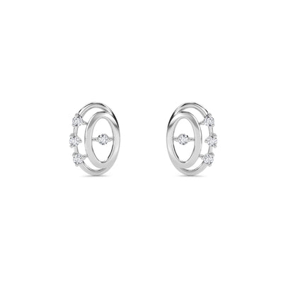 Oval Shaped Diamond Studs Earrings in white gold, front view - oval cut lab grown diamond studs from Everlight Jewels