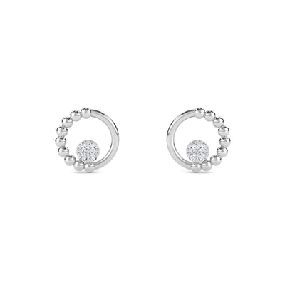 Strands Lab Grown Diamond Open Circle Earrings in white gold, front view - open circle diamond earrings from Everlight Jewels