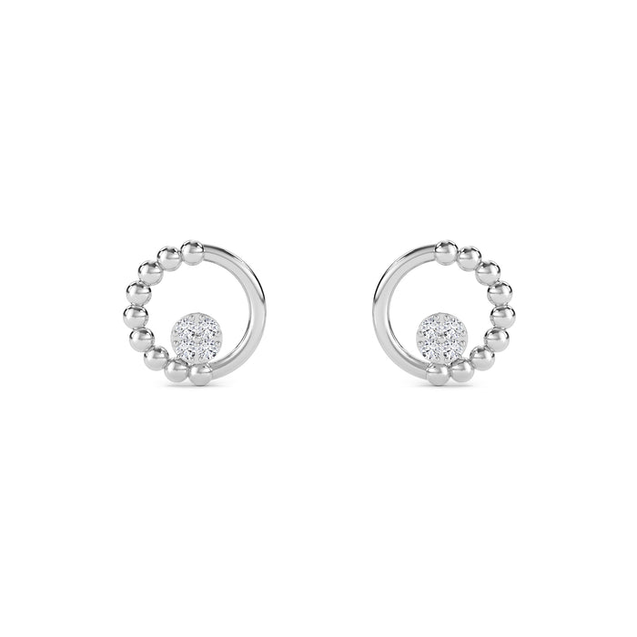 Strands Lab Grown Diamond Open Circle Earrings in white gold, front view - open circle diamond earrings from Everlight Jewels