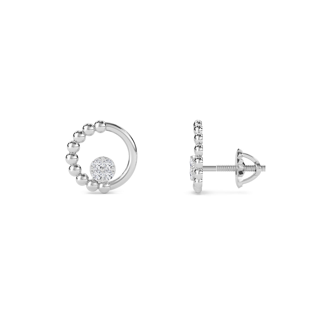Strands Lab Grown Diamond Open Circle Earrings in white gold, side view - open circle diamond earrings from Everlight Jewels